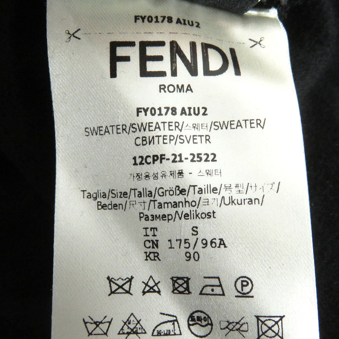 FENDI sweat FY0178 Main: 100% cotton, Part: , Rib: 97% cotton, 3% polyurethane Embroidery: 48% acrylic, 39% wool, 13% silk black mens S Used Authentic