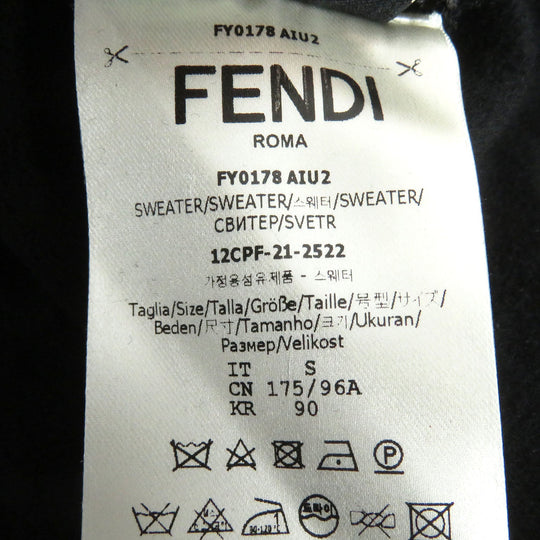 FENDI sweat FY0178 Main: 100% cotton, Part: , Rib: 97% cotton, 3% polyurethane Embroidery: 48% acrylic, 39% wool, 13% silk black mens S Used Authentic