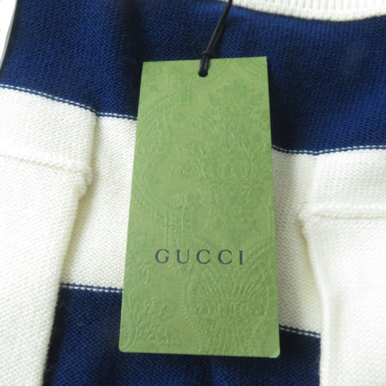 GUCCI skirt 691664 Outer: 100% wool, Lining: 95% wool, Lining: 4% nylon, Lining: 1% polyurethane, Embroidery: 100% polyester Ivoryx navy Women XS Used Authentic