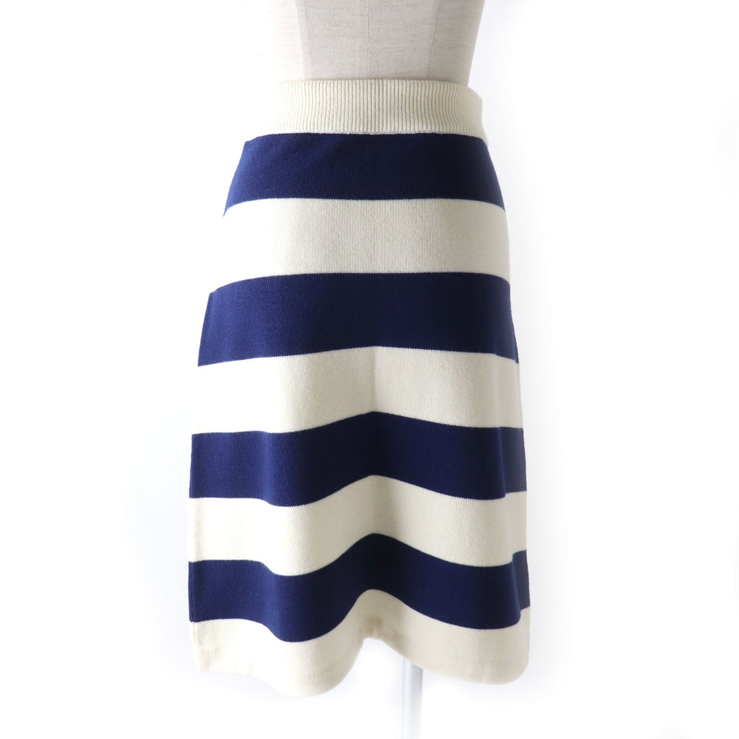 GUCCI skirt 691664 Outer: 100% wool, Lining: 95% wool, Lining: 4% nylon, Lining: 1% polyurethane, Embroidery: 100% polyester Ivoryx navy Women XS Used Authentic