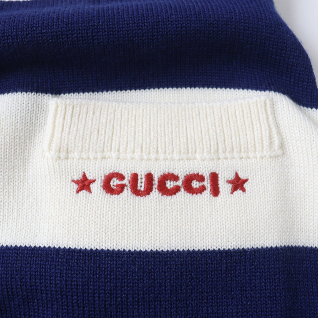 GUCCI skirt 691664 Outer: 100% wool, Lining: 95% wool, Lining: 4% nylon, Lining: 1% polyurethane, Embroidery: 100% polyester Ivoryx navy Women XS Used Authentic
