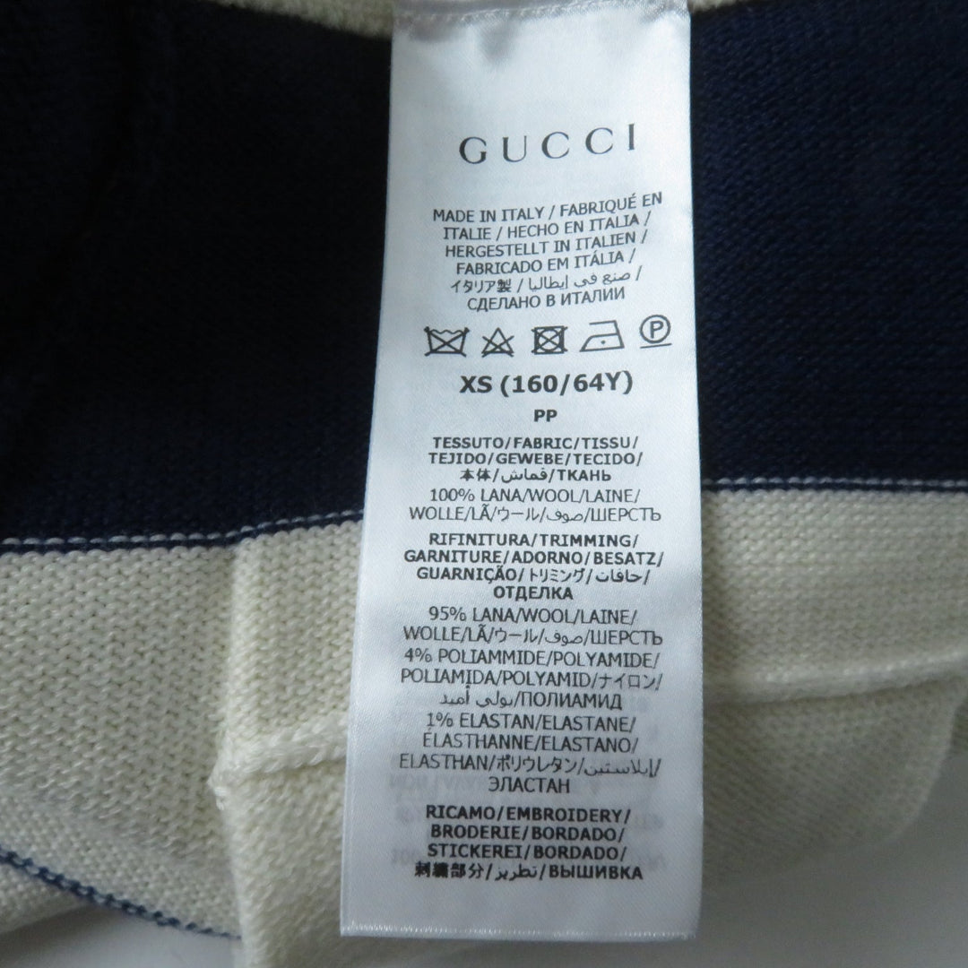 GUCCI skirt 691664 Outer: 100% wool, Lining: 95% wool, Lining: 4% nylon, Lining: 1% polyurethane, Embroidery: 100% polyester Ivoryx navy Women XS Used Authentic