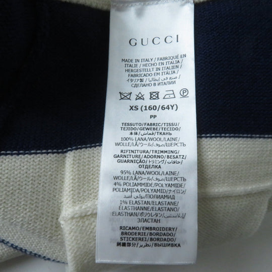 GUCCI skirt 691664 Outer: 100% wool, Lining: 95% wool, Lining: 4% nylon, Lining: 1% polyurethane, Embroidery: 100% polyester Ivoryx navy Women XS Used Authentic