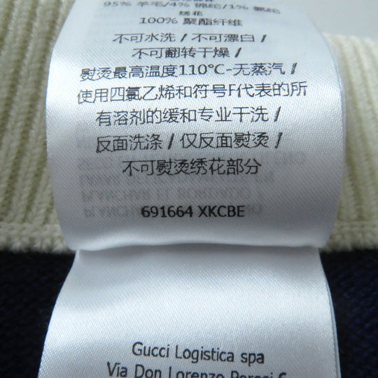 GUCCI skirt 691664 Outer: 100% wool, Lining: 95% wool, Lining: 4% nylon, Lining: 1% polyurethane, Embroidery: 100% polyester Ivoryx navy Women XS Used Authentic