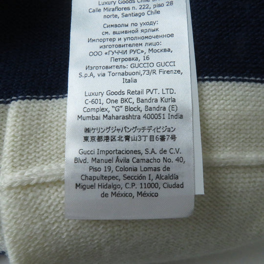 GUCCI skirt 691664 Outer: 100% wool, Lining: 95% wool, Lining: 4% nylon, Lining: 1% polyurethane, Embroidery: 100% polyester Ivoryx navy Women XS Used Authentic