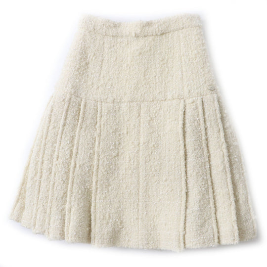CHANEL Tweed skirt P59644 Outer: 88% wool, Outer: 7% nylon, Outer: 5% silk, Lining: 100% silk, Part: 100% cotton Ivory Women 36 Used Authentic