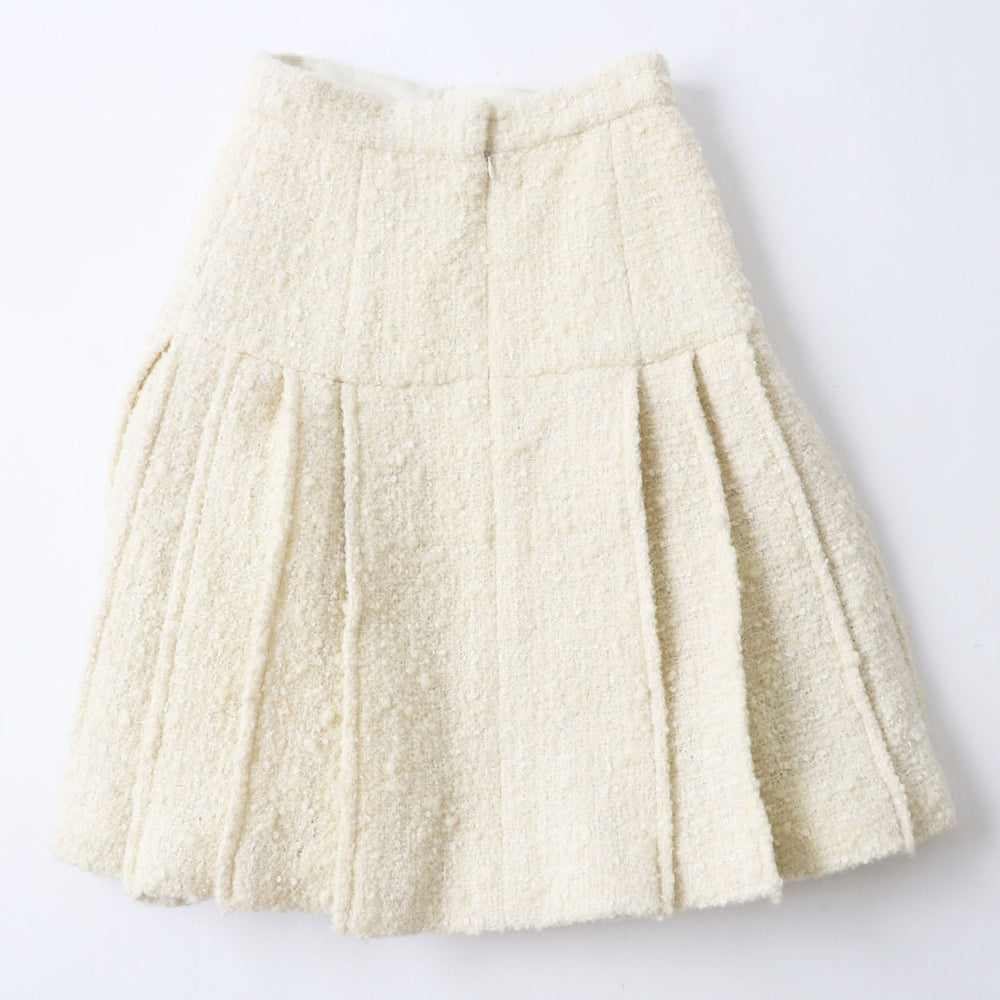 CHANEL Tweed skirt P59644 Outer: 88% wool, Outer: 7% nylon, Outer: 5% silk, Lining: 100% silk, Part: 100% cotton Ivory Women 36 Used Authentic