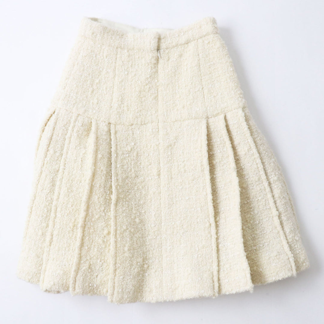 CHANEL Tweed skirt P59644 Outer: 88% wool, Outer: 7% nylon, Outer: 5% silk, Lining: 100% silk, Part: 100% cotton Ivory Women 36 Used Authentic