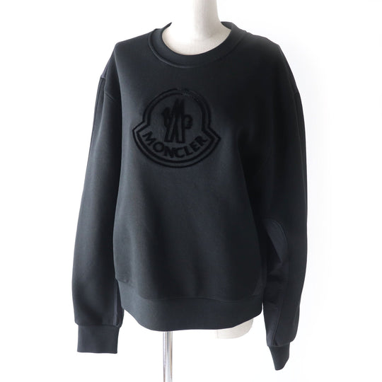 MONCLER pullover Main: 100% cotton, back body: 100% nylon, rib part: 100% cotton, back body lining: 100% cotton, other fabric: 100% nylon, embroidery part: 100% rayon black SWEAT SHIRT Women M Used Authentic