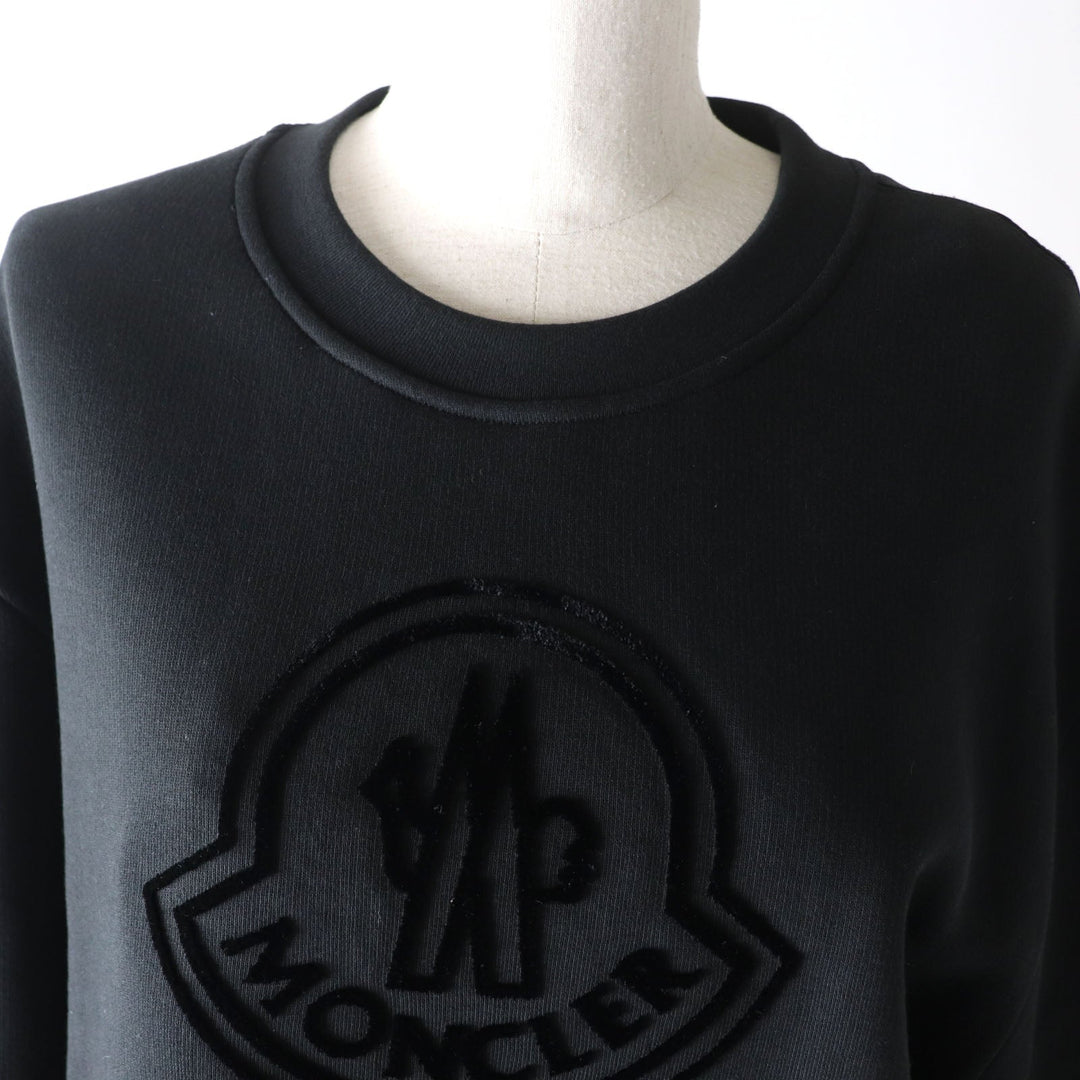 MONCLER pullover Main: 100% cotton, back body: 100% nylon, rib part: 100% cotton, back body lining: 100% cotton, other fabric: 100% nylon, embroidery part: 100% rayon black SWEAT SHIRT Women M Used Authentic