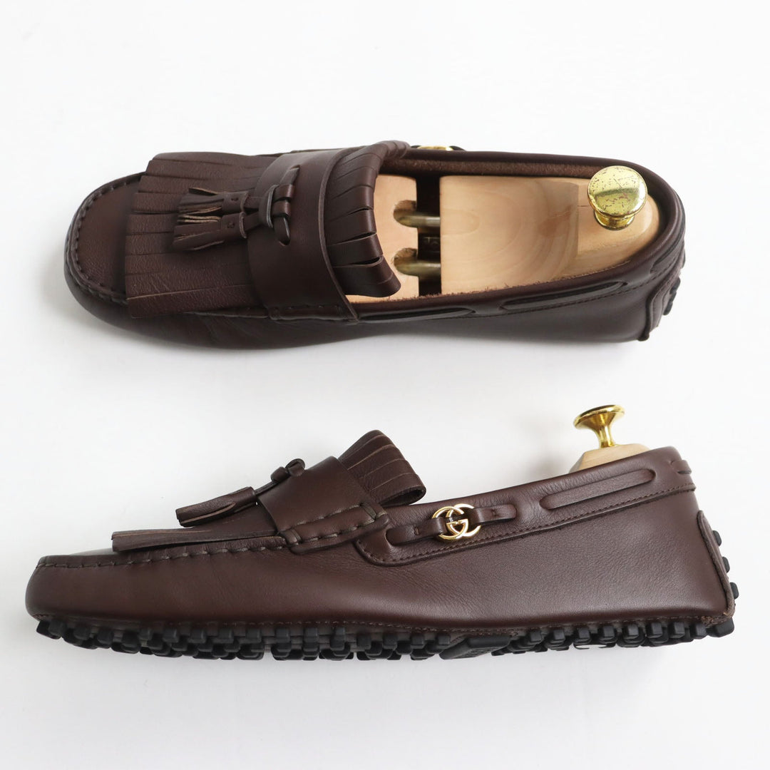 GUCCI loafers 624699 Main: Leather Brown mens 7 1/2 Used Authentic