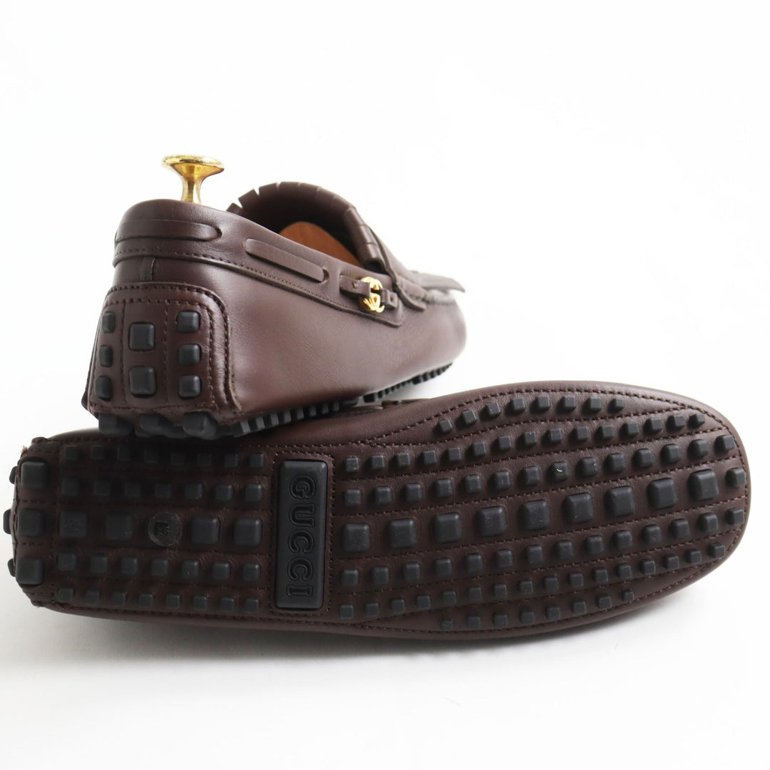 GUCCI loafers 624699 Main: Leather Brown mens 7 1/2 Used Authentic