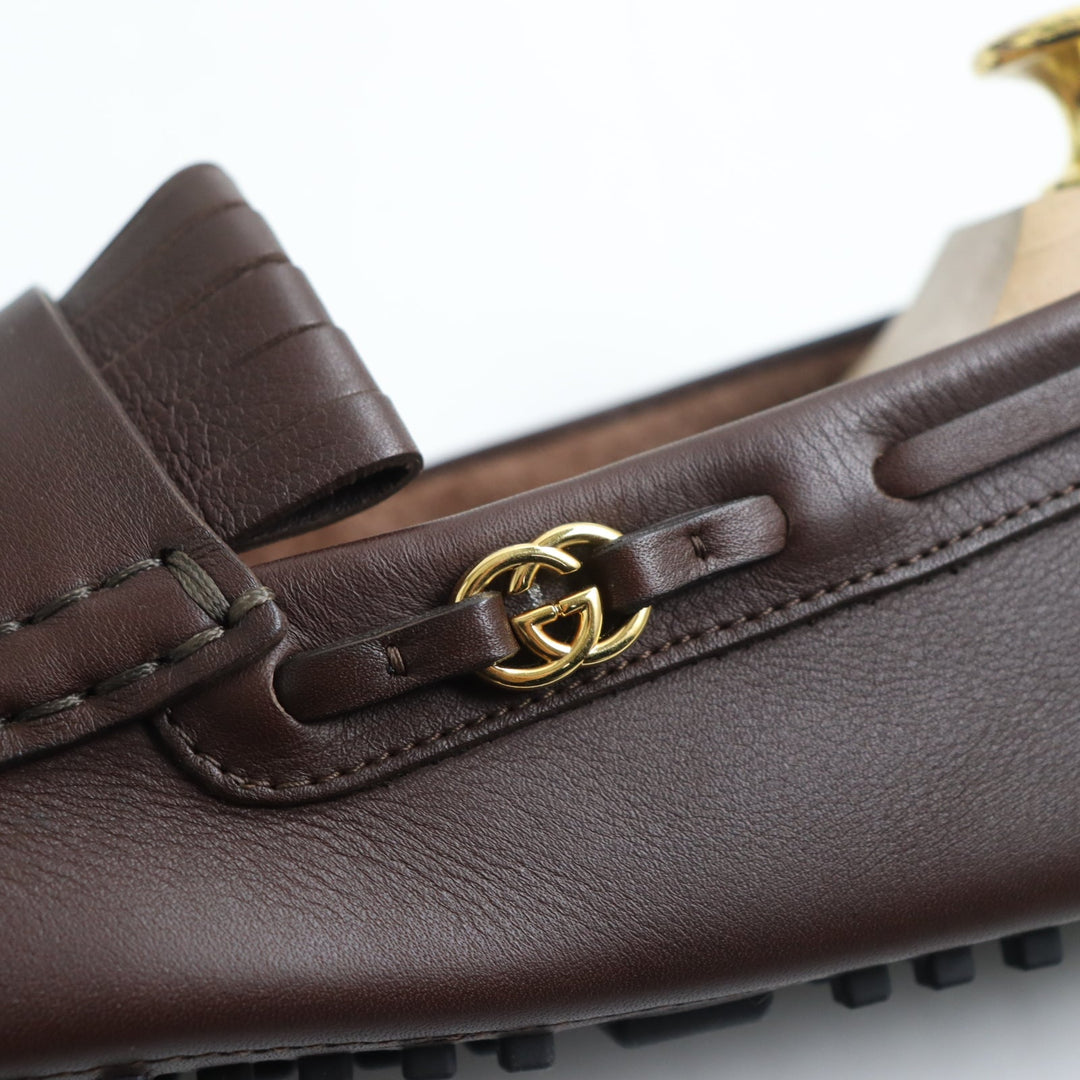 GUCCI loafers 624699 Main: Leather Brown mens 7 1/2 Used Authentic