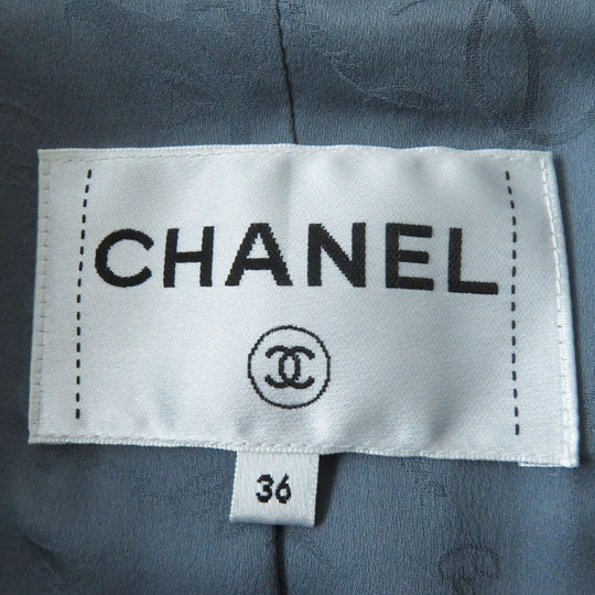 CHANEL coat P57148 Outer material: 43% rayon, 26% acrylic, 13% wool, 10% polyester, 7% nylon, 1% fiber, 100% silk Yellow x gray Women 36 Used Authentic