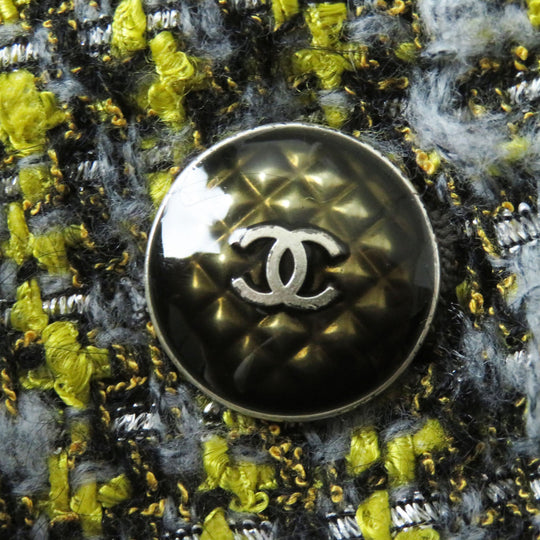 CHANEL coat P57148 Outer material: 43% rayon, 26% acrylic, 13% wool, 10% polyester, 7% nylon, 1% fiber, 100% silk Yellow x gray Women 36 Used Authentic