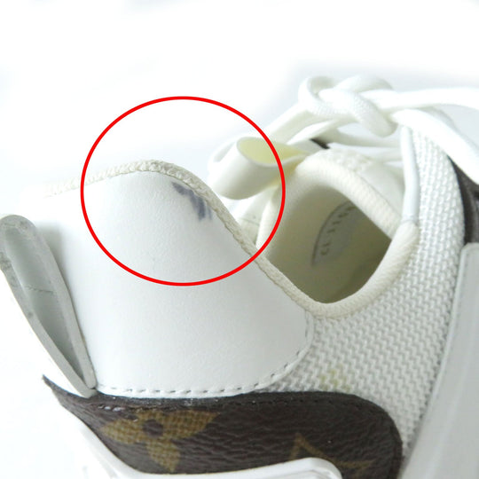 LOUIS VUITTON sneakers Mesh, PVC White brown Runaway line Women 38 Used Authentic