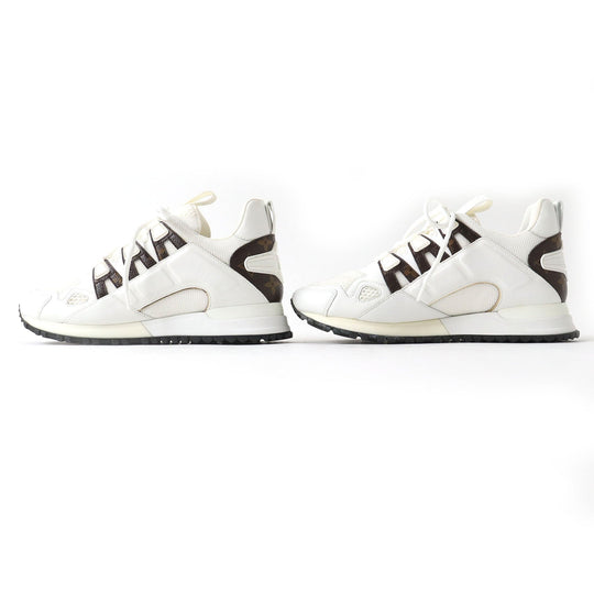 LOUIS VUITTON sneakers Mesh, PVC White brown Runaway line Women 38 Used Authentic