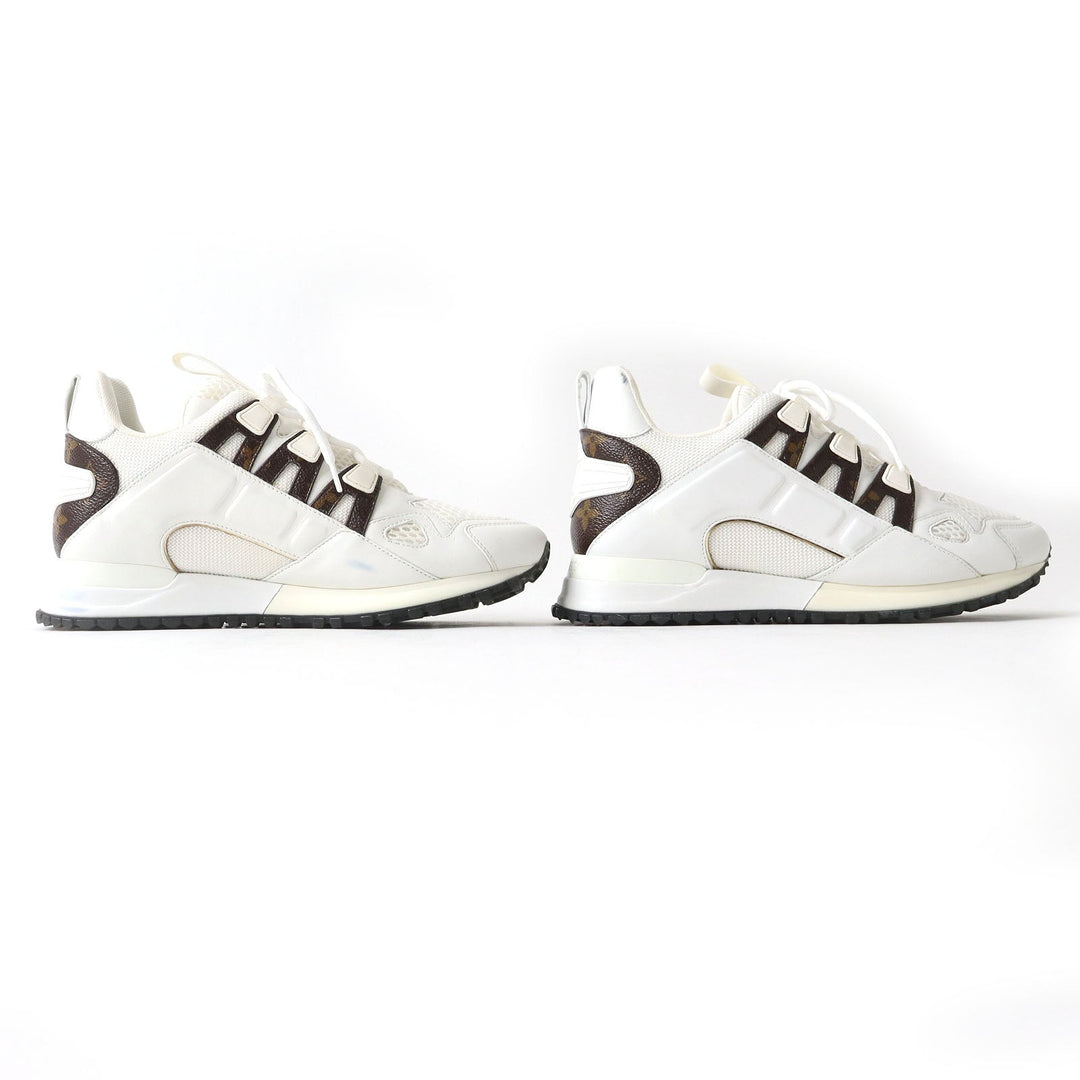 LOUIS VUITTON sneakers Mesh, PVC White brown Runaway line Women 38 Used Authentic