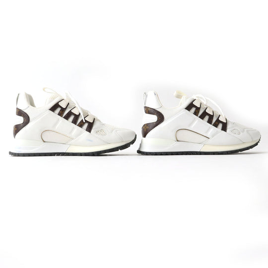 LOUIS VUITTON sneakers Mesh, PVC White brown Runaway line Women 38 Used Authentic