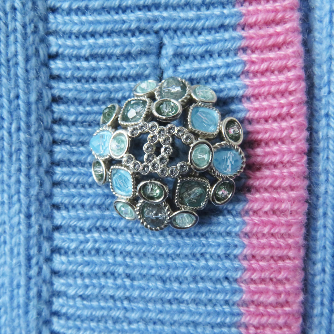 CHANEL setup P73869 P73823 Outer: 100% cashmere, part: 99% cashmere, part: 1% polyurethane light blue multi Women (Top)36, (Bottom)38 Used Authentic