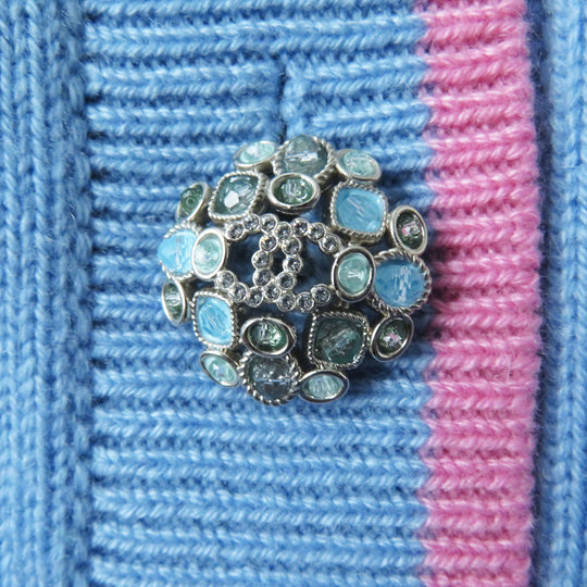 CHANEL setup P73869 P73823 Outer: 100% cashmere, part: 99% cashmere, part: 1% polyurethane light blue multi Women (Top)36, (Bottom)38 Used Authentic
