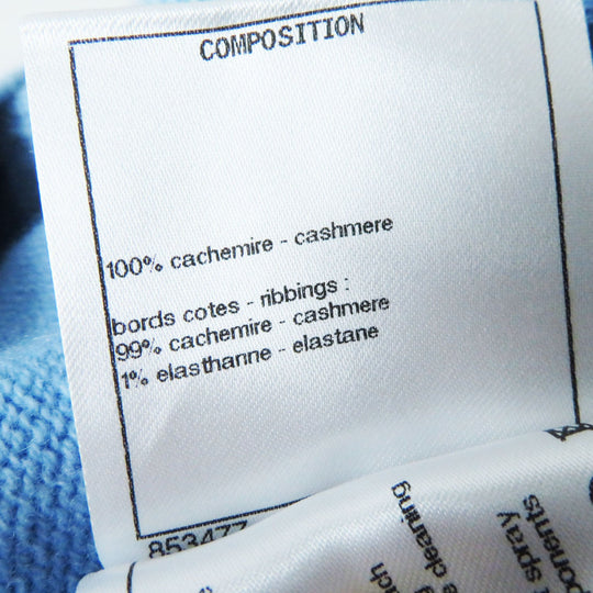 CHANEL setup P73869 P73823 Outer: 100% cashmere, part: 99% cashmere, part: 1% polyurethane light blue multi Women (Top)36, (Bottom)38 Used Authentic