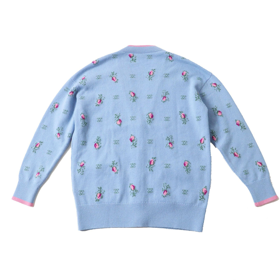 CHANEL setup P73869 P73823 Outer: 100% cashmere, part: 99% cashmere, part: 1% polyurethane light blue multi Women (Top)36, (Bottom)38 Used Authentic