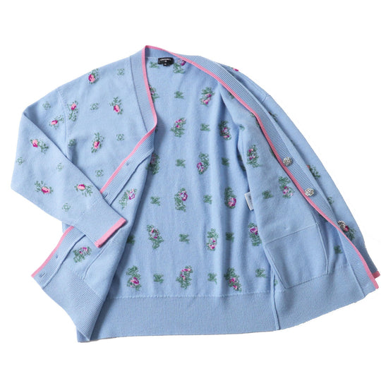 CHANEL setup P73869 P73823 Outer: 100% cashmere, part: 99% cashmere, part: 1% polyurethane light blue multi Women (Top)36, (Bottom)38 Used Authentic