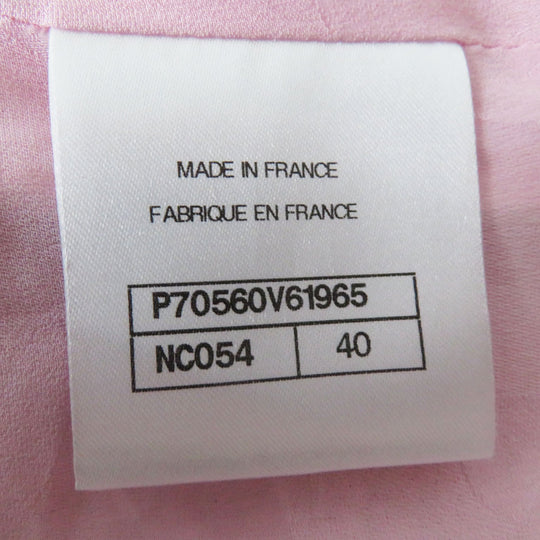 CHANEL Blouson P70560 Outer material: 34% cotton, Outer material: 26% polyester, Outer material: 21% acrylic, Outer material: 16% rayon, Outer material: 3% nylon, Lining: 100% silk Baby pink x white Women 40 Used Authentic