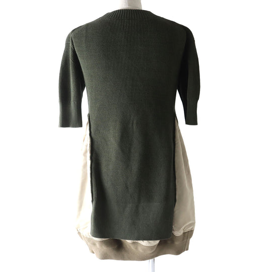 Sacai knit 22-05961 Outer: 55% cotton, Outer: 45% polyester, Part: 100% polyester, Part: 50% cotton, Part: 50% polyester, Filling: 100% polyester Lining: 100% polyester Lining: 100% cupra Khaki x beige Women 3 Used Authentic