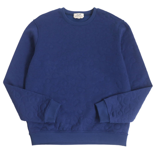 HERMES sweat Main: 72% polyamide, 26% cotton, 2% elastane. Parts: 100% cotton. Rib: 90% cotton, 10% elastane. Indigo blue Maillons en Boucle Aero mens M Used Authentic