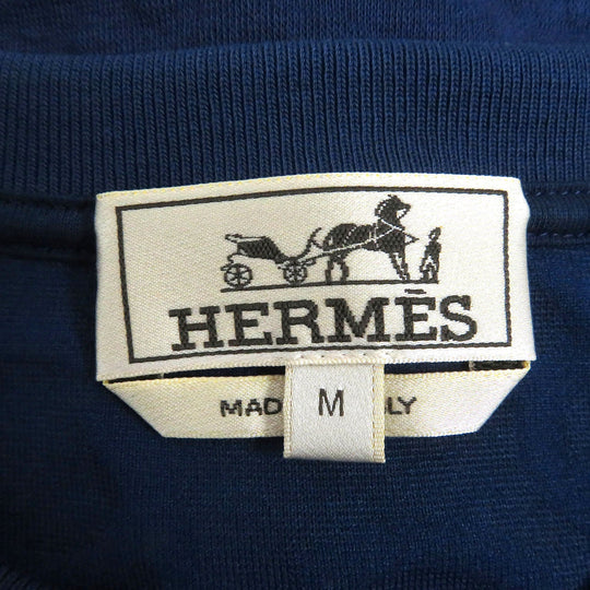 HERMES sweat Main: 72% polyamide, 26% cotton, 2% elastane. Parts: 100% cotton. Rib: 90% cotton, 10% elastane. Indigo blue Maillons en Boucle Aero mens M Used Authentic