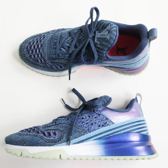 LOUIS VUITTON Low cut sneakers knit Blue type VNR line mens 6 Used Authentic
