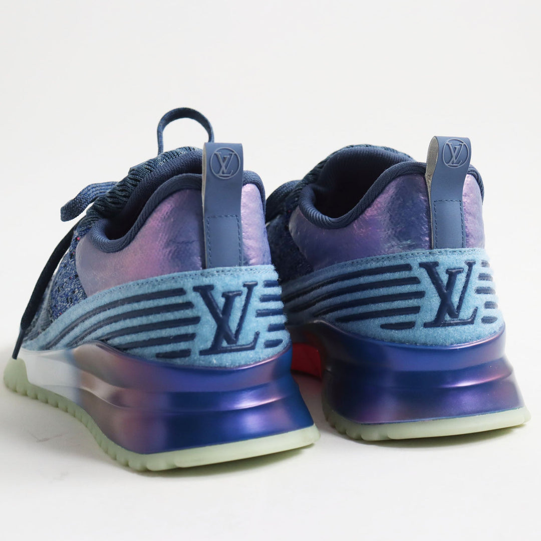 LOUIS VUITTON Low cut sneakers knit Blue type VNR line mens 6 Used Authentic