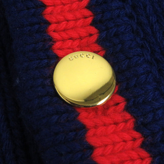 GUCCI cardigan 676389 Main: 100% wool, Part: 98% wool, Part: 1% elastane (polyurethane), Part: 1% nylon blue mens L Used Authentic
