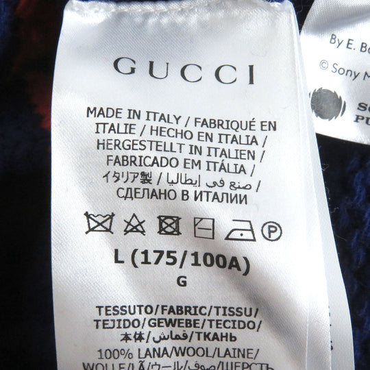GUCCI cardigan 676389 Main: 100% wool, Part: 98% wool, Part: 1% elastane (polyurethane), Part: 1% nylon blue mens L Used Authentic