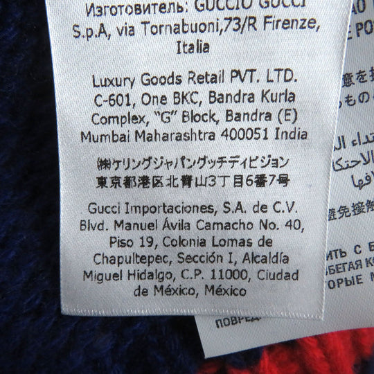 GUCCI cardigan 676389 Main: 100% wool, Part: 98% wool, Part: 1% elastane (polyurethane), Part: 1% nylon blue mens L Used Authentic