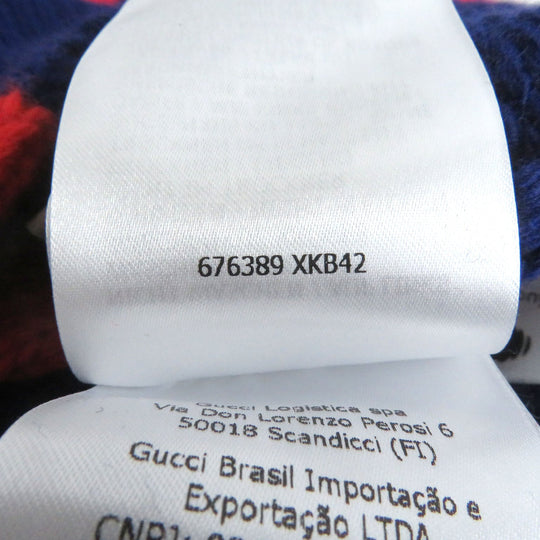 GUCCI cardigan 676389 Main: 100% wool, Part: 98% wool, Part: 1% elastane (polyurethane), Part: 1% nylon blue mens L Used Authentic