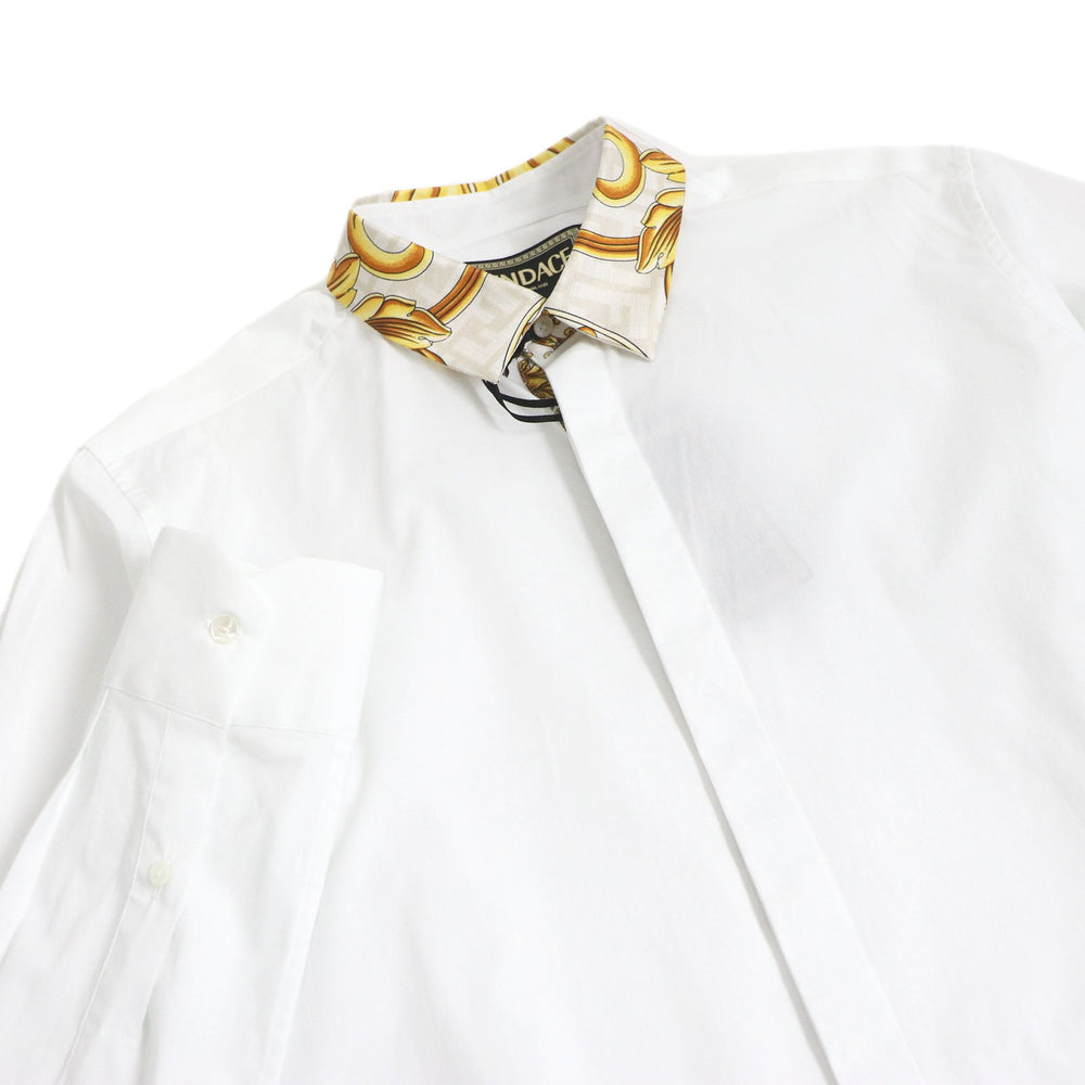 FENDI Long sleeve shirt FS1001 Main: 96% cotton, Main: 4% polyurethane, Part: 100% silk white mens 40 Used Authentic