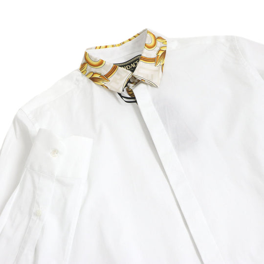 FENDI Long sleeve shirt FS1001 Main: 96% cotton, Main: 4% polyurethane, Part: 100% silk white mens 40 Used Authentic