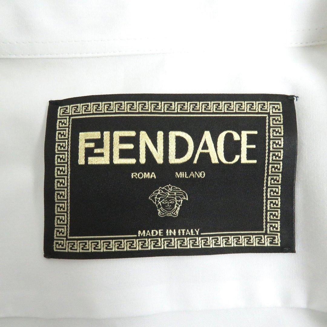 FENDI Long sleeve shirt FS1001 Main: 96% cotton, Main: 4% polyurethane, Part: 100% silk white mens 40 Used Authentic