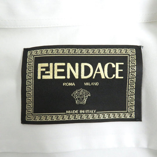 FENDI Long sleeve shirt FS1001 Main: 96% cotton, Main: 4% polyurethane, Part: 100% silk white mens 40 Used Authentic