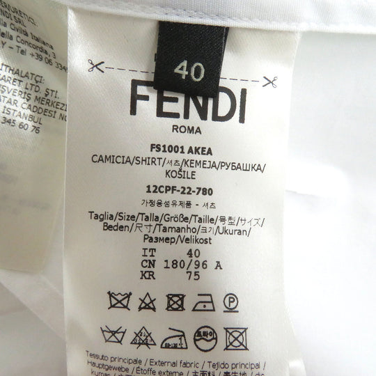 FENDI Long sleeve shirt FS1001 Main: 96% cotton, Main: 4% polyurethane, Part: 100% silk white mens 40 Used Authentic