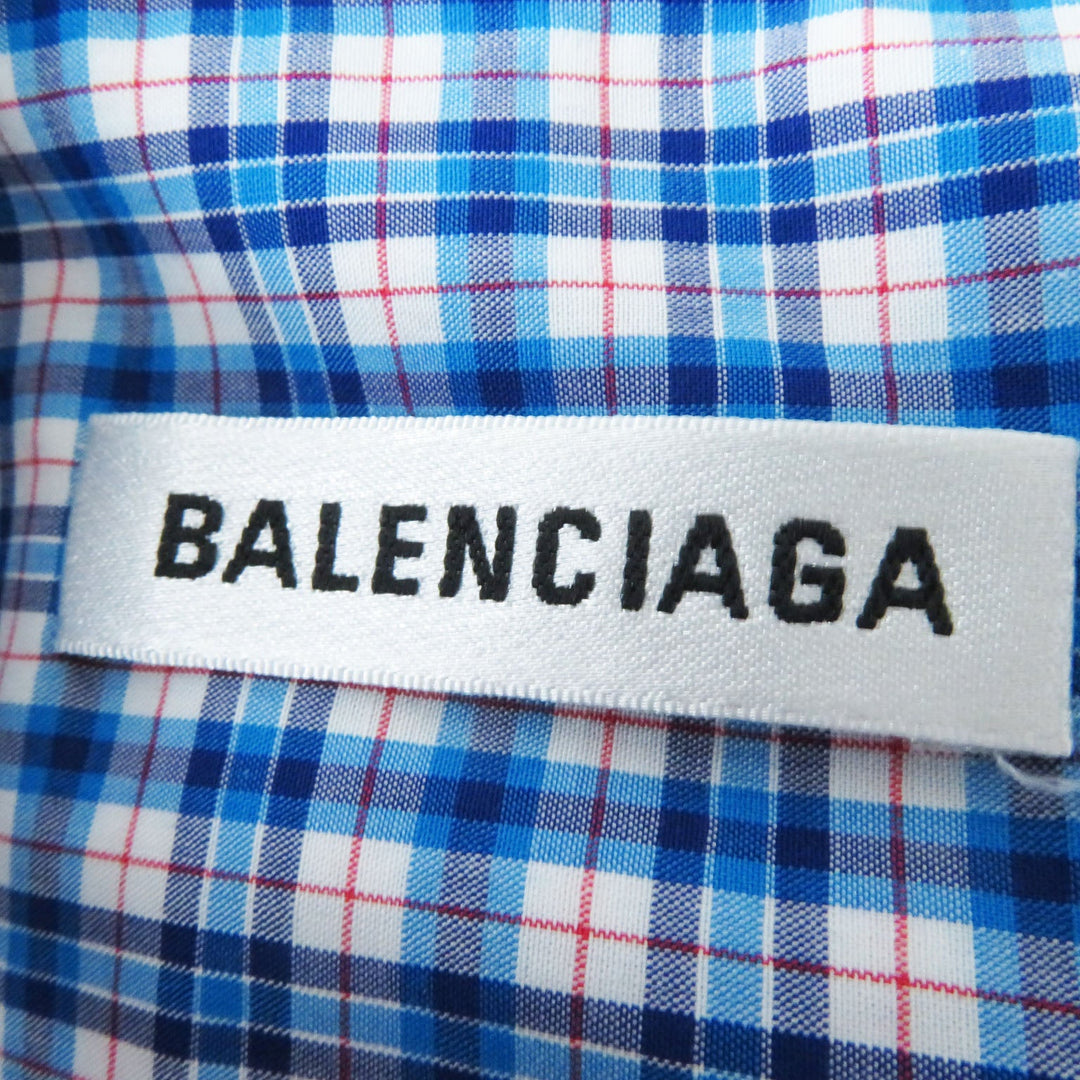 BALENCIAGA one piece 518188 Main: 100% cotton Blue x red x white Women 34 Used Authentic