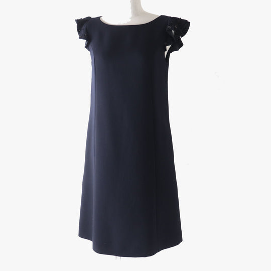FOXEY one piece 39335 Outer: 80% wool, Outer: 20% polyester, Lining: 100% cupra, Part: 100% cotton Midnight blue Women 38 Used Authentic