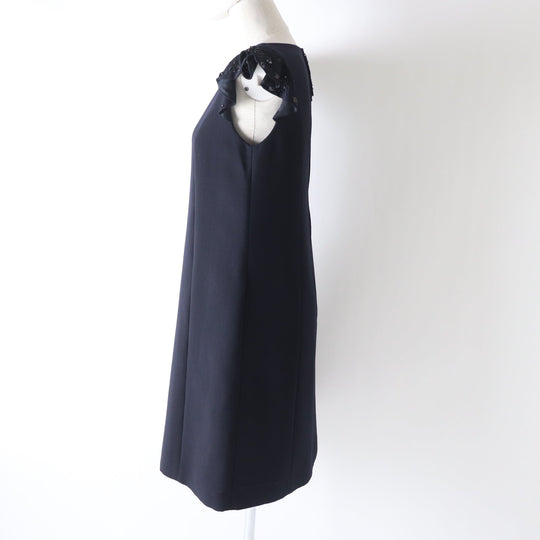 FOXEY one piece 39335 Outer: 80% wool, Outer: 20% polyester, Lining: 100% cupra, Part: 100% cotton Midnight blue Women 38 Used Authentic