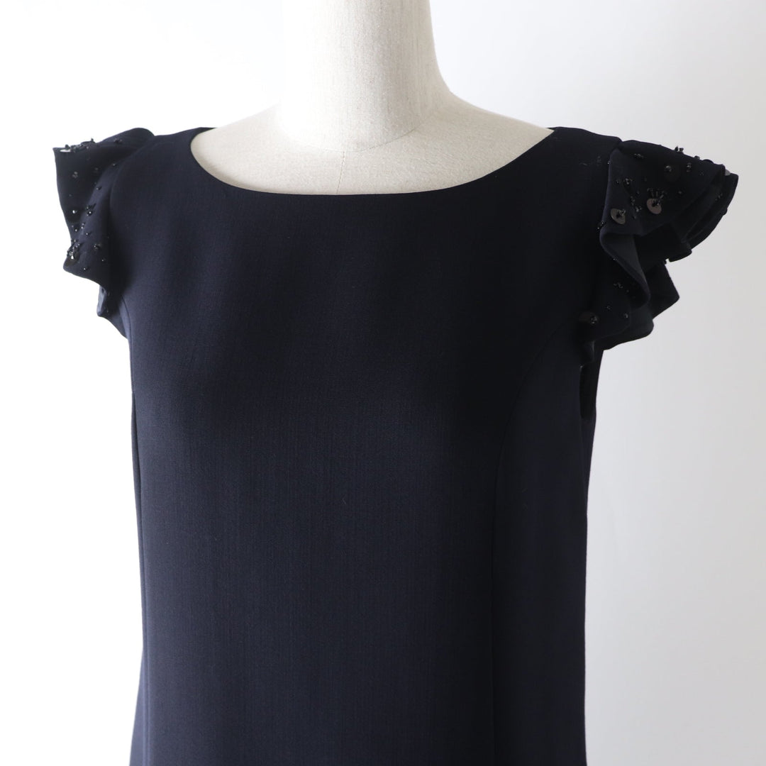 FOXEY one piece 39335 Outer: 80% wool, Outer: 20% polyester, Lining: 100% cupra, Part: 100% cotton Midnight blue Women 38 Used Authentic