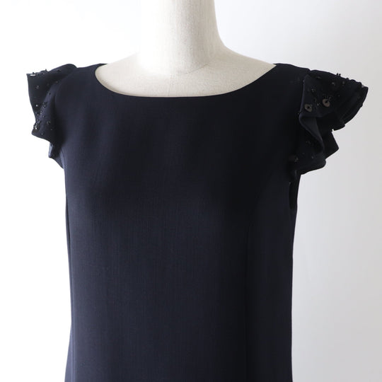 FOXEY one piece 39335 Outer: 80% wool, Outer: 20% polyester, Lining: 100% cupra, Part: 100% cotton Midnight blue Women 38 Used Authentic