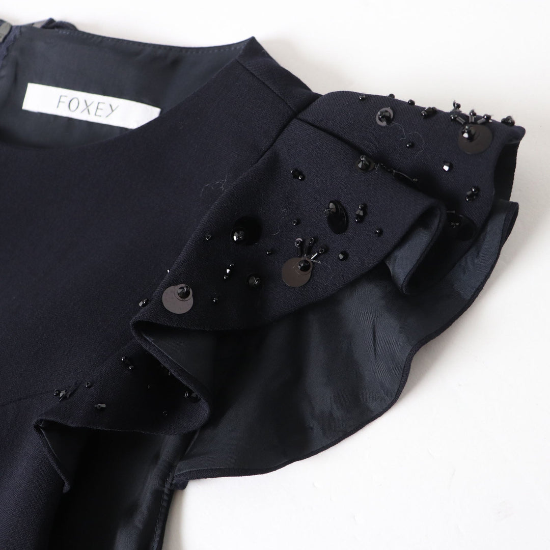 FOXEY one piece 39335 Outer: 80% wool, Outer: 20% polyester, Lining: 100% cupra, Part: 100% cotton Midnight blue Women 38 Used Authentic