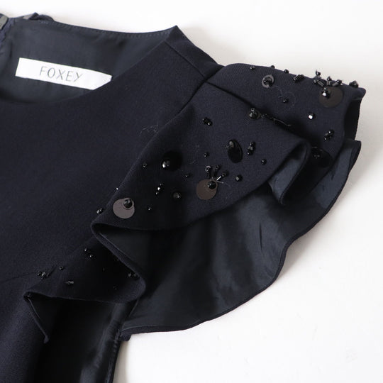 FOXEY one piece 39335 Outer: 80% wool, Outer: 20% polyester, Lining: 100% cupra, Part: 100% cotton Midnight blue Women 38 Used Authentic